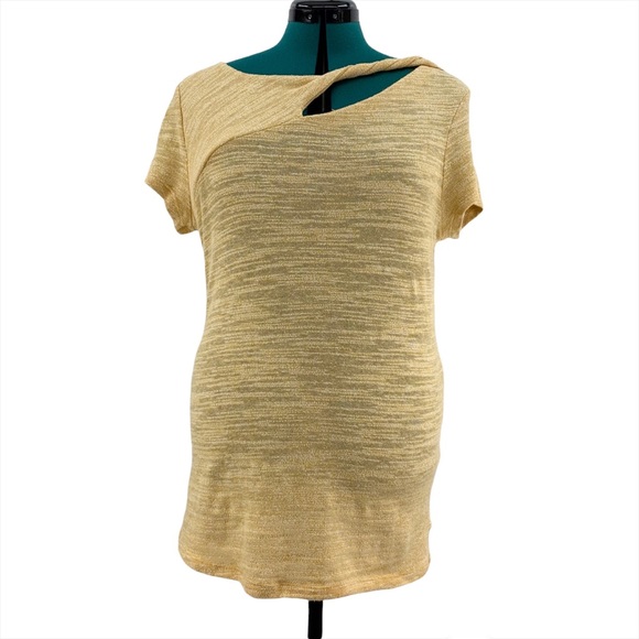 Jones New York Yellow Marled Knit Lightweight Short Sleeve Sweater, Large - Picture 5 of 16